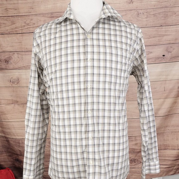 VAN HEUSEN TRAVELER SLIM FIT PLAID BUTTON DOWN SHIRT MENS SIZE L - Picture 3 of 6